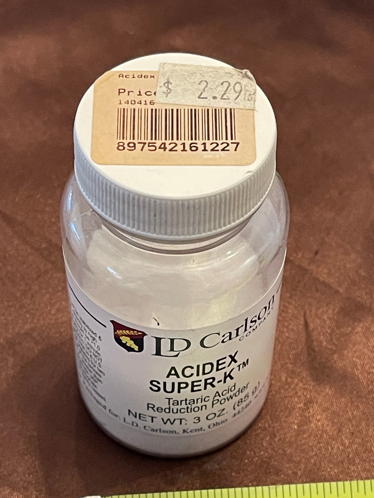 Acidex Super-K 3 Ounces for Reducing Tartaric Acid in Wine Making LD Carlson