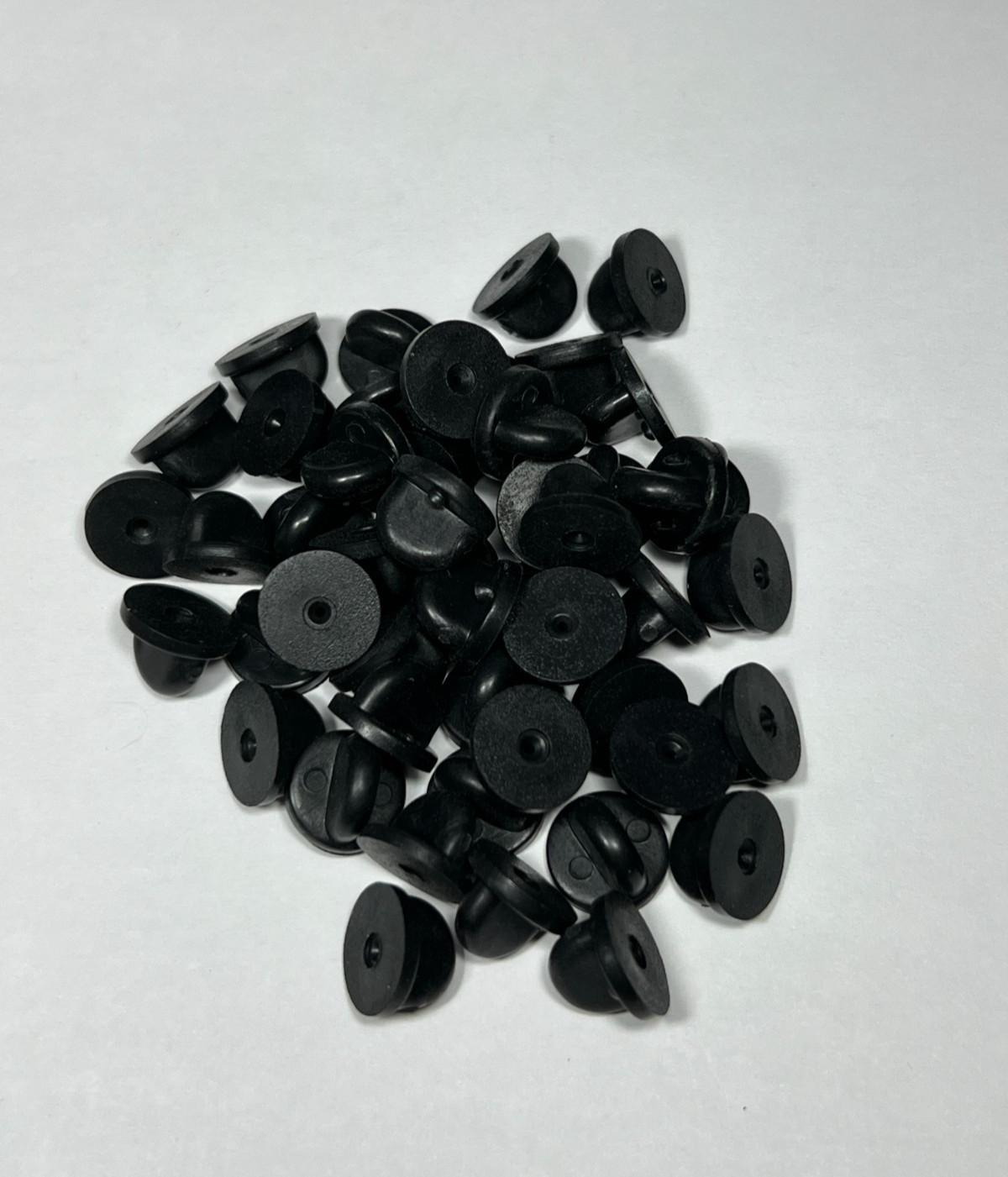 50 pc Black Rubber Pin Backs Enamel Clutch Backing Replacement
