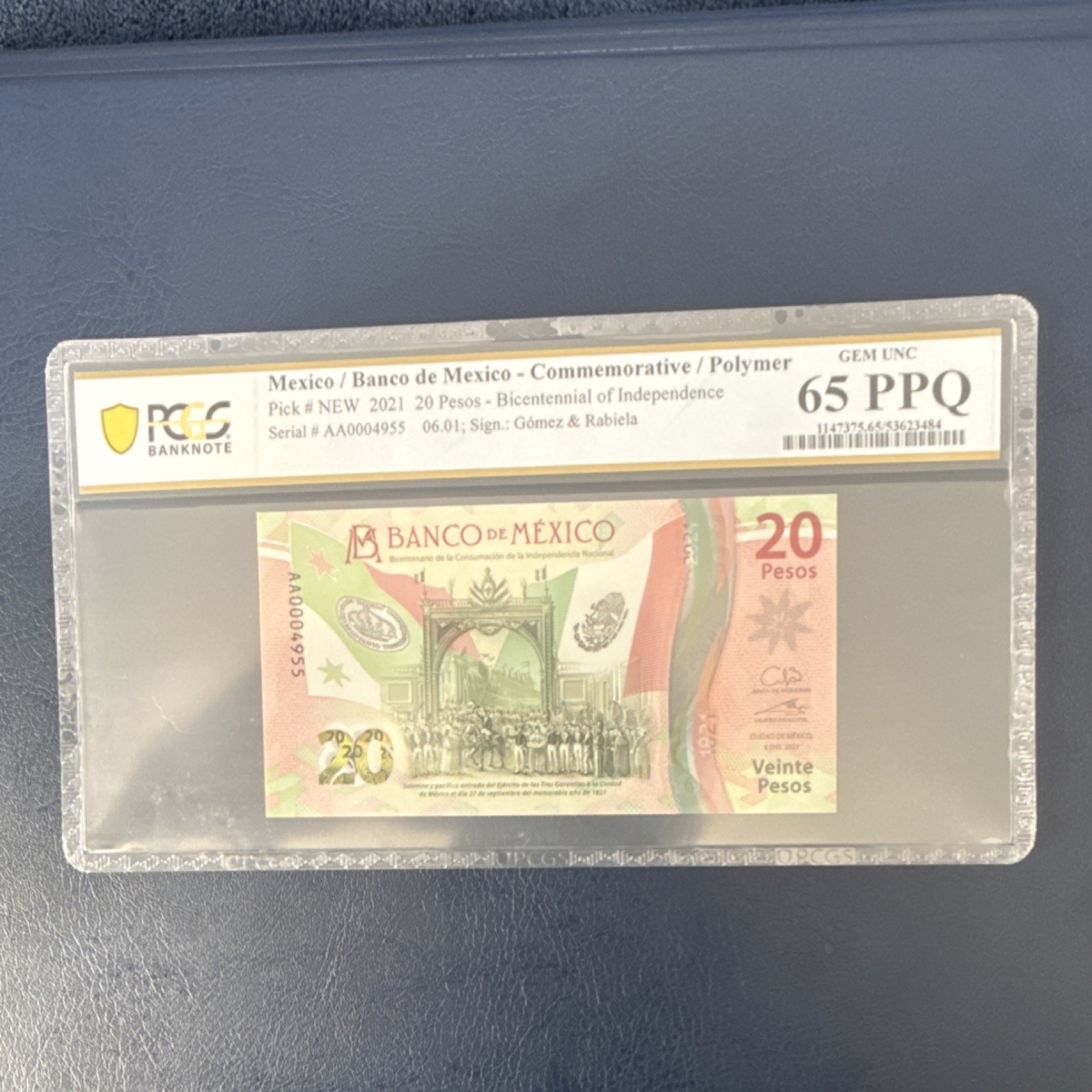 Mexico 2021 20 Pesos Commemorative Banknote Bicentennial PCGS 65 PPQ