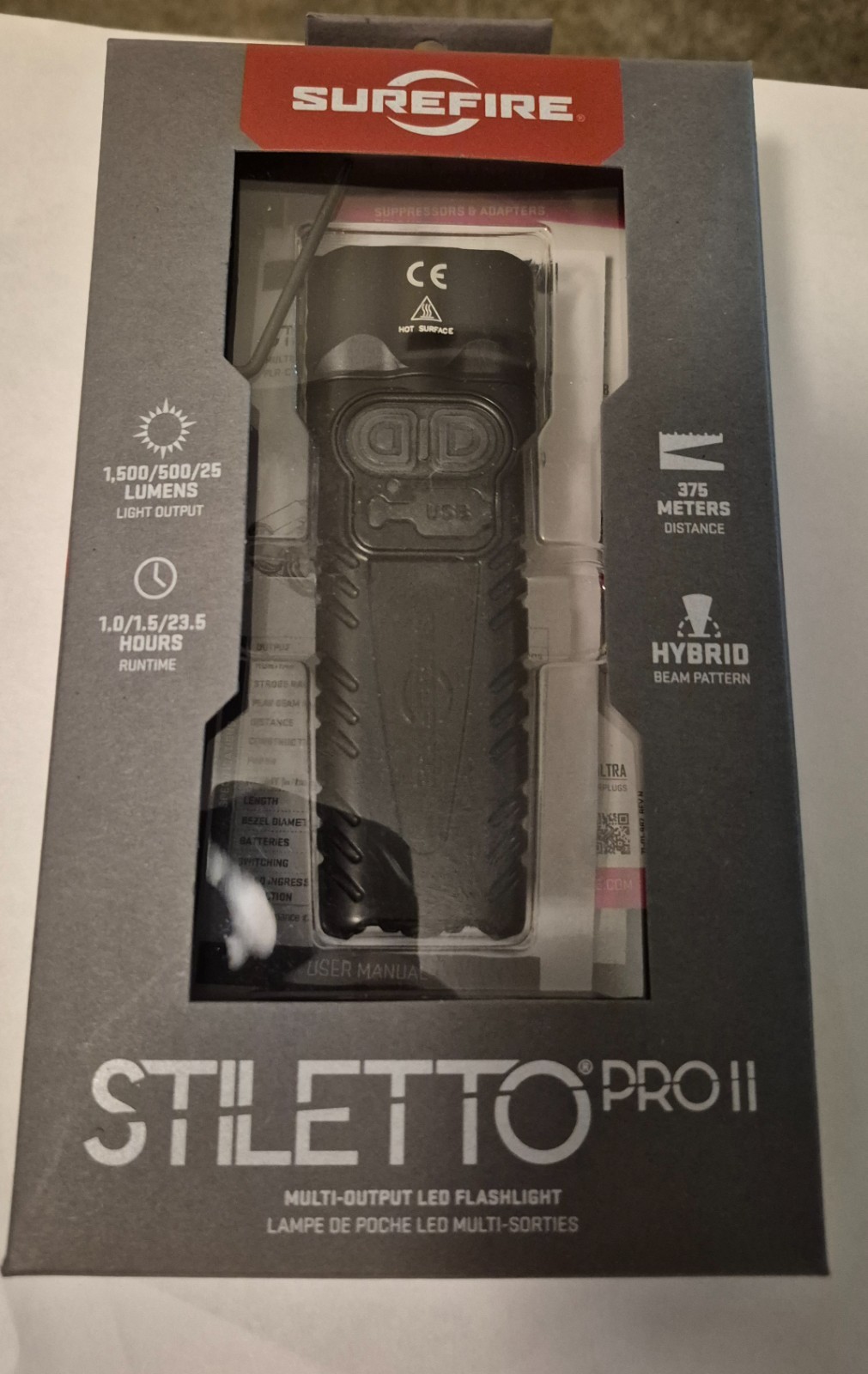 Brand New Surefire Stiletto Pro II Multi-Output LED Flashlight - PLR-C