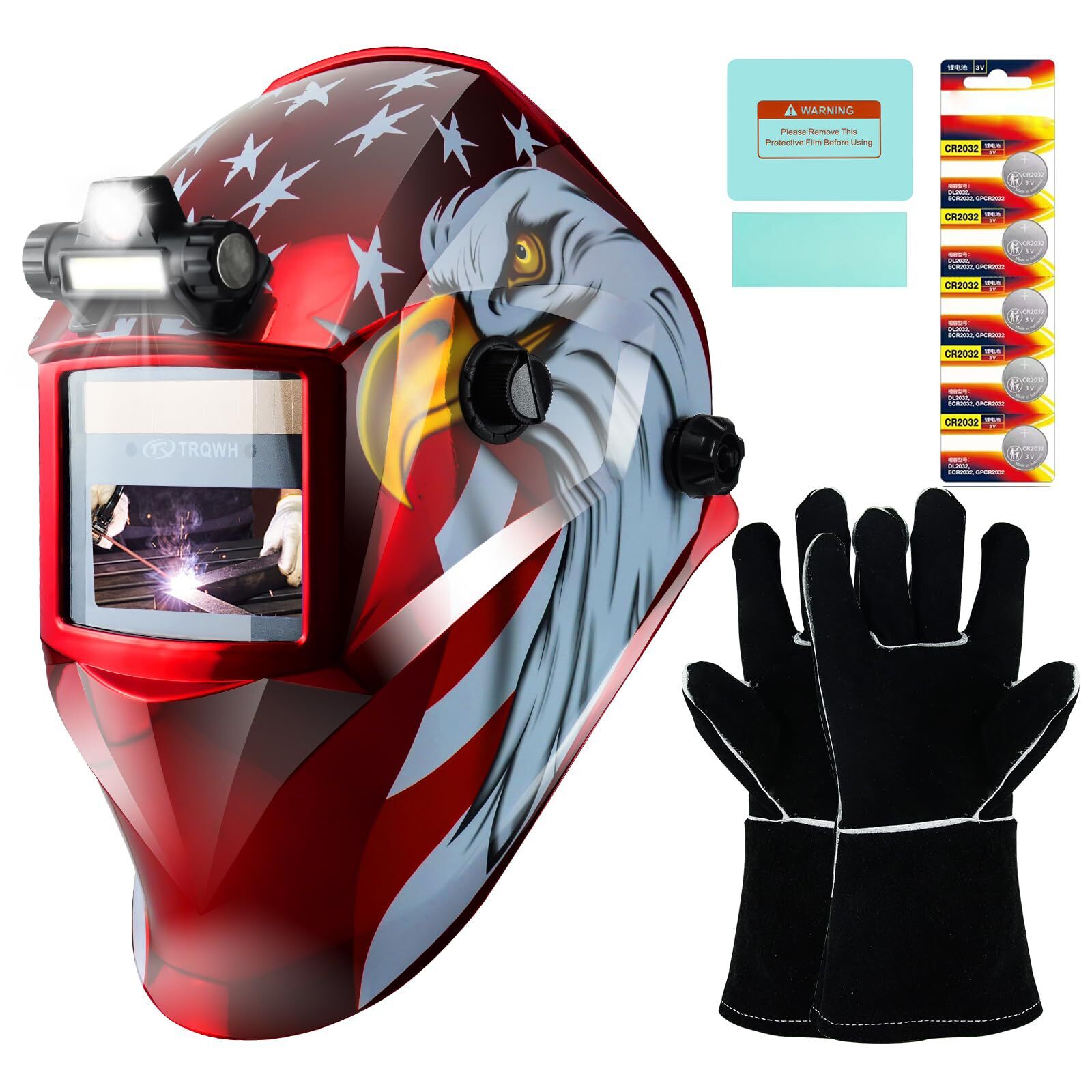 Auto Darkening Welding Helmet with LED Light, True Color View, Grind Mode