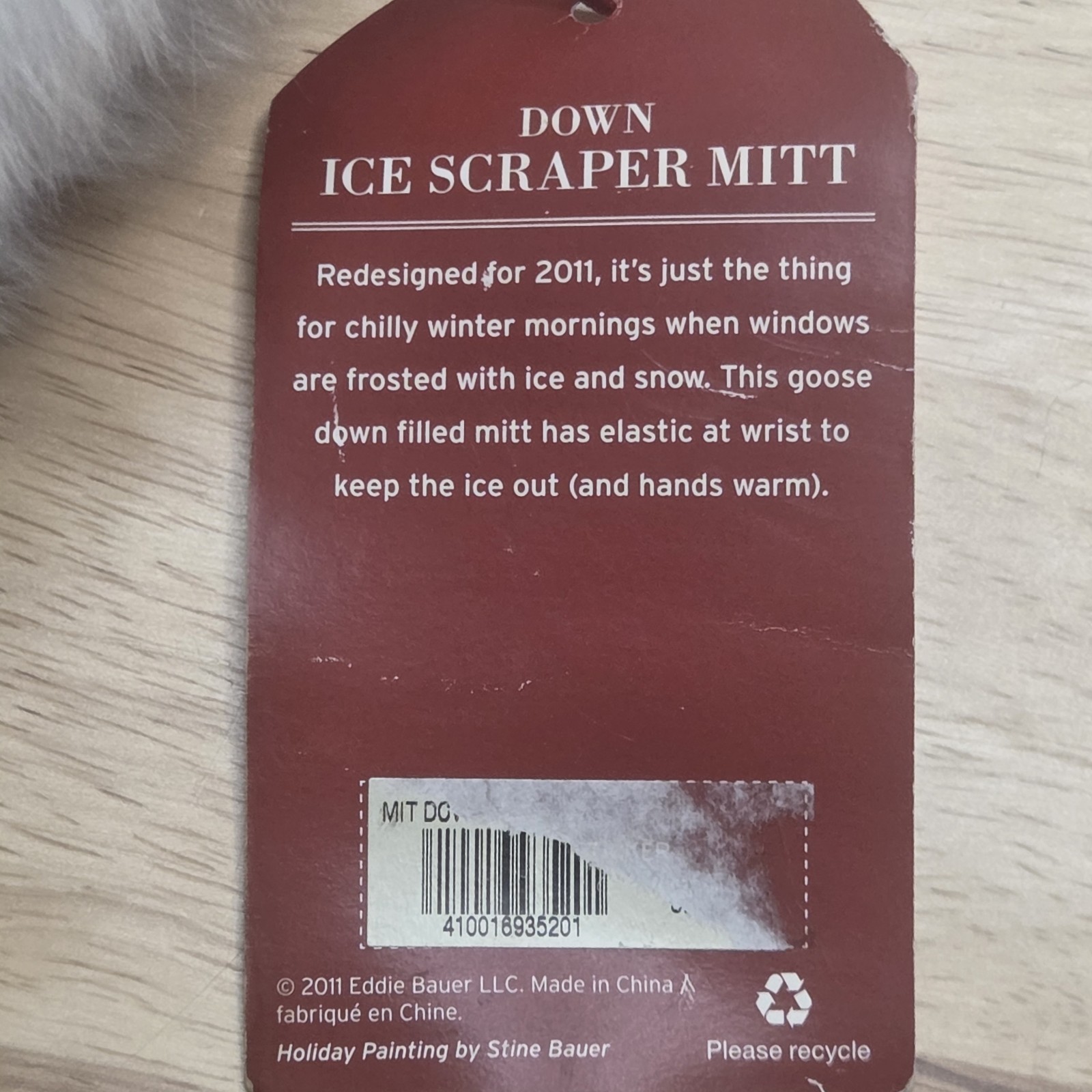 Vintage Eddie Bauer Goose Down Fitted Ice Scraper Mitt (Purple Snowflake Design)