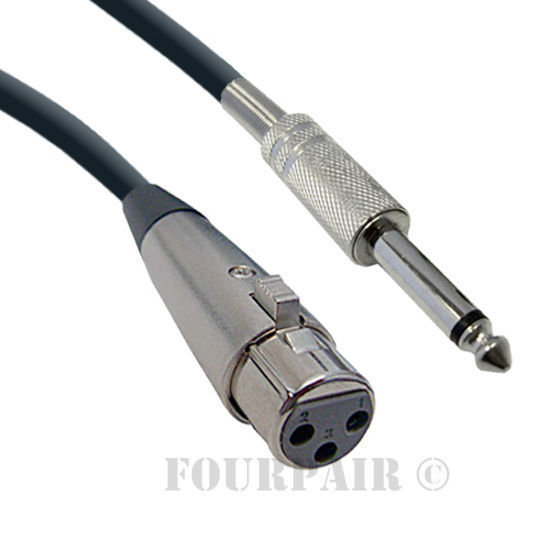 6ft XLR 3-Pin Female to 1/4" Mono Plug Shielded Microphone Mic Audio Cable Cord