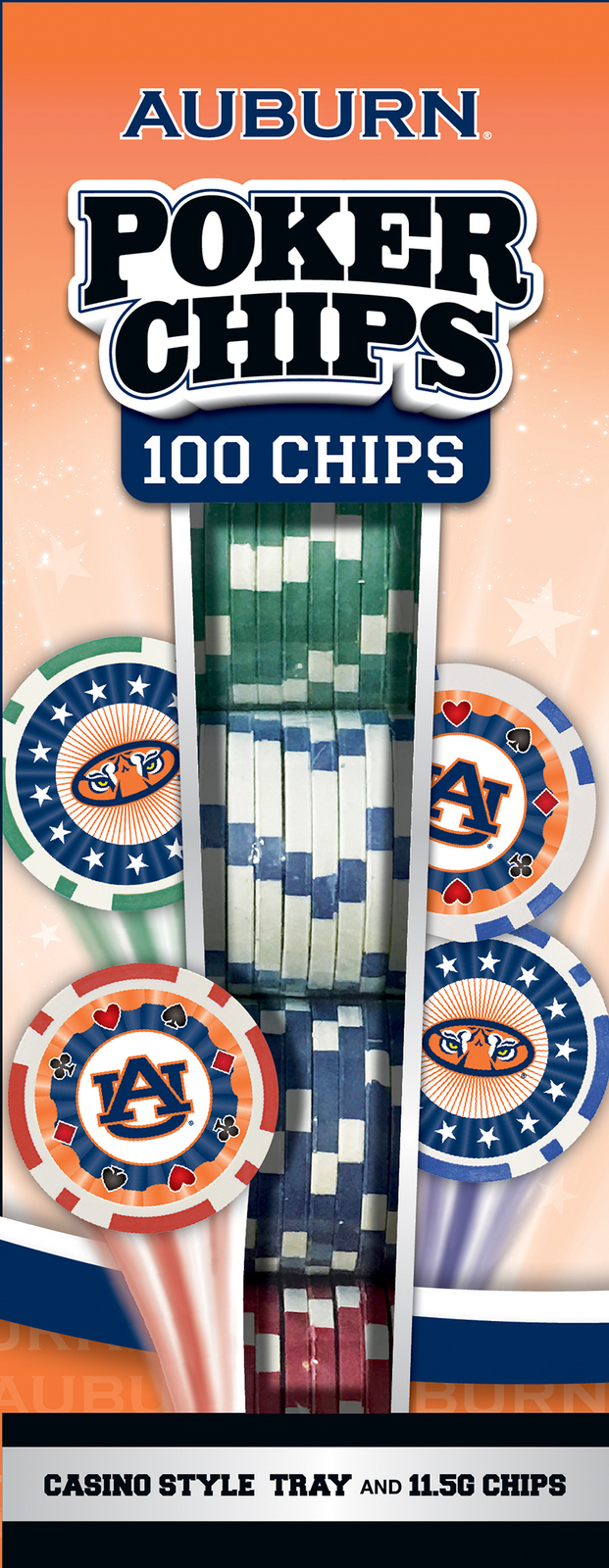 MasterPieces - Auburn Tigers - NCAA Poker Chip Set - 100 Piece
