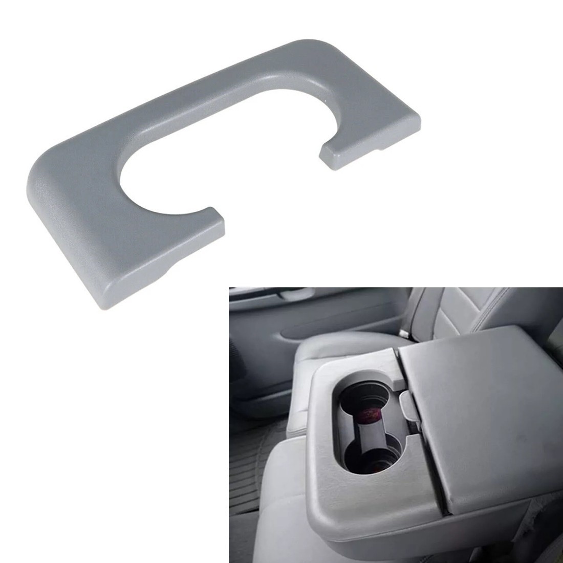 For Ford F-250 350 450 Center Console Cup Holder Armrest Pad Gray From 1999-2010