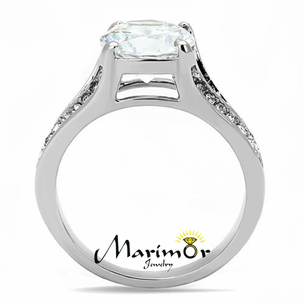 Women's 3.17 Ct Round Cut Zirconia Stainless Steel Engagement Ring Size 5-10
