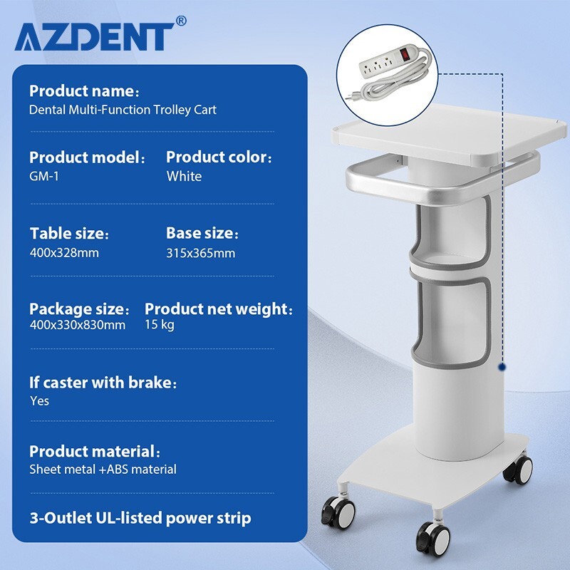 Dental Trolley Intraoral Scanner Cart Mobile Rolling Serving Cart 3 Layer Single
