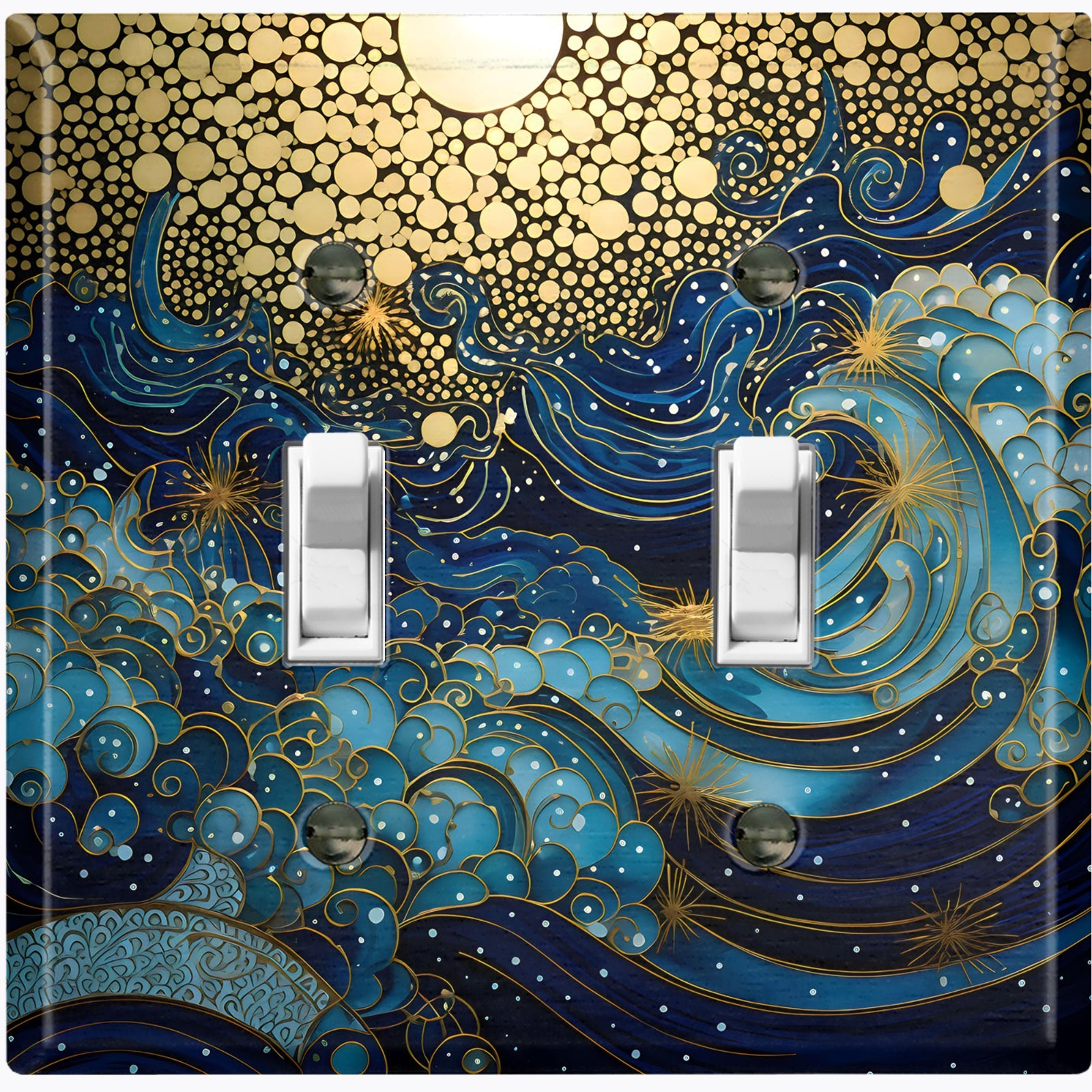 Metal Light Switch Outlet Cover Wall Plate Swirling Ocean Wave Art Decor OCN170