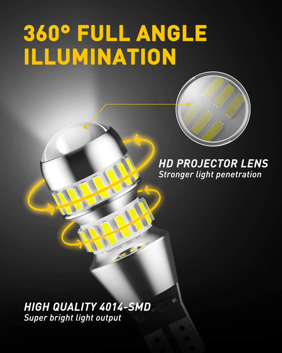 AUXITO 912 921 LED Bulbs for Backup Reverse Light Bulbs, 2600 Lumens 4014 42-SMD