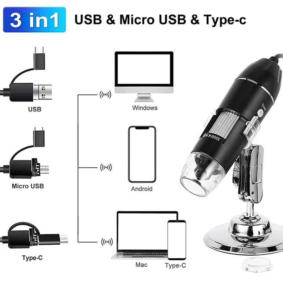 1600x Zoom 8 LED HD USB Microscope Digital Magnifier Endoscope Video Camera US
