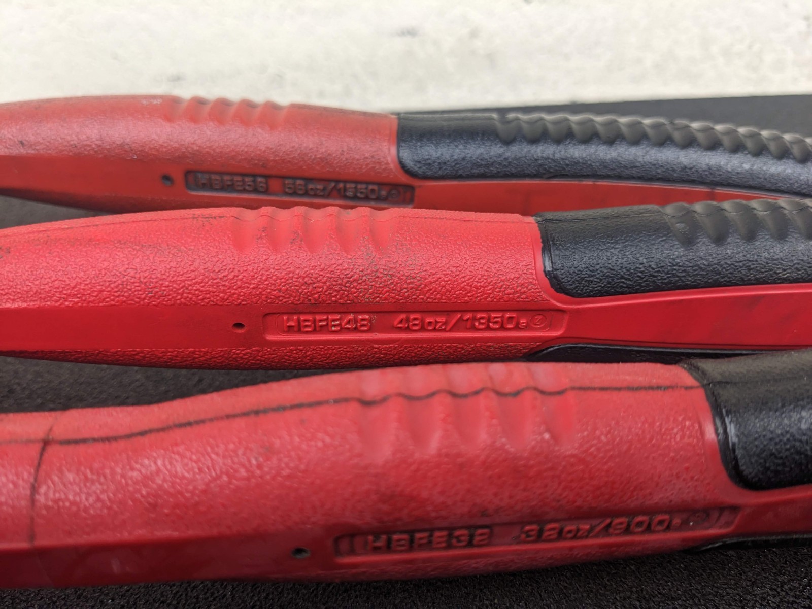 #bn105 Snap-on Tools 5Pc Master HBFE Red Soft Grip Dead Blow Hammer Set