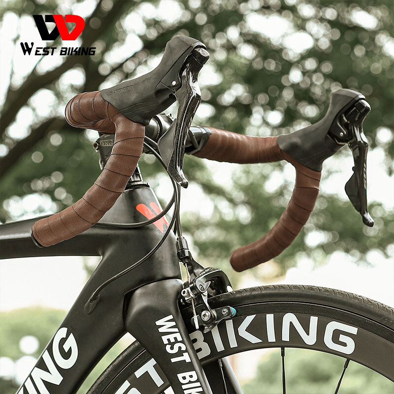 WEST BIKING Genuine Leather Bicycle Handlebar Tape Road Bike Retro Color Belt