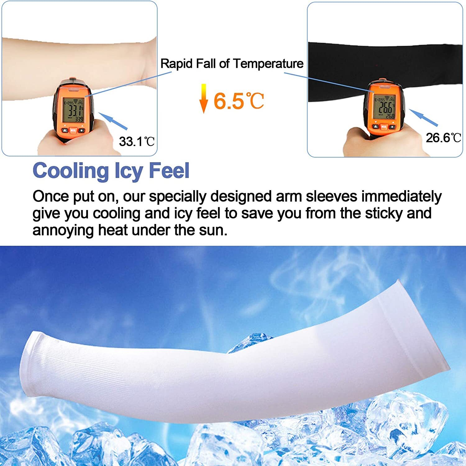 Cooling Sleeves UV Protection Arm Sleeves Arm Cover Sleeve for Men Women US