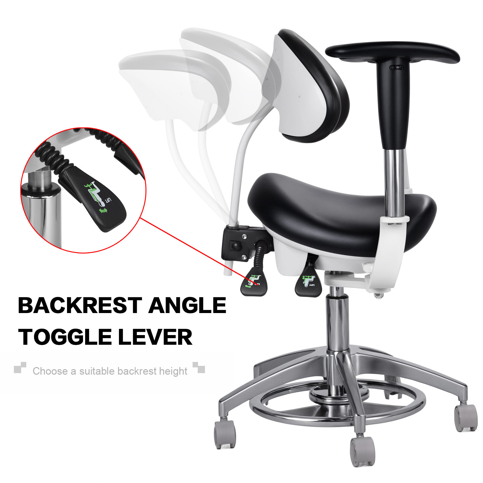 Dental Dynamic Microscope Chair Ergonomic Doctor Saddle Chair Foot Control USA