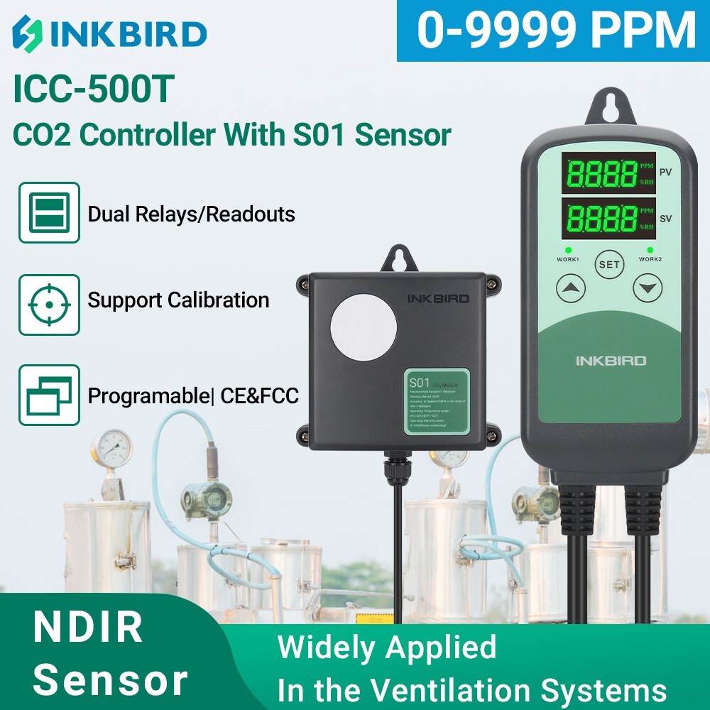 INKBIRD ICC500T Digital CO2 Controller Regulator for Greenhouse HVAC