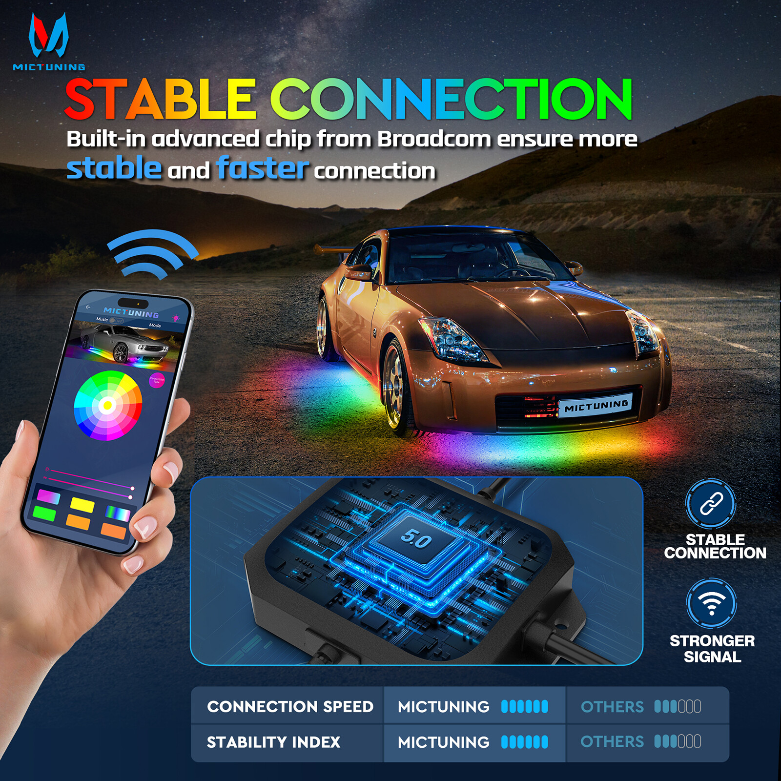 Wireless N3 Car Underglow Light Strips Dream Color Underglow Chasing Neon Lights