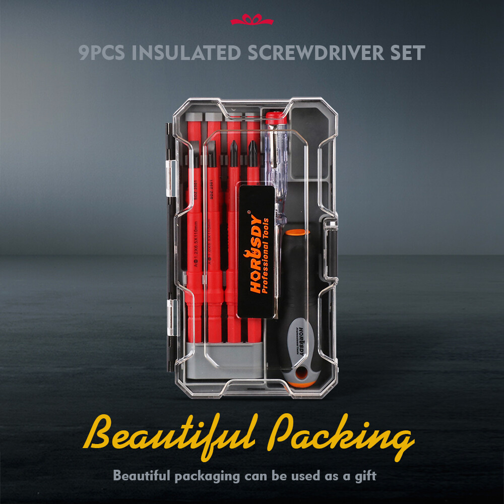 HORUSDY 1000v Insulated Screwdriver Set 10PC All-in One Magnetic Tip Elactrician