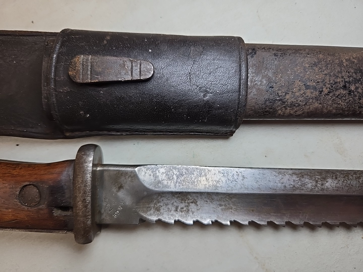 WWI German Prussian S84 K98 Sawback Bayonet w/Scabbard + Frog - Koeller Solingen