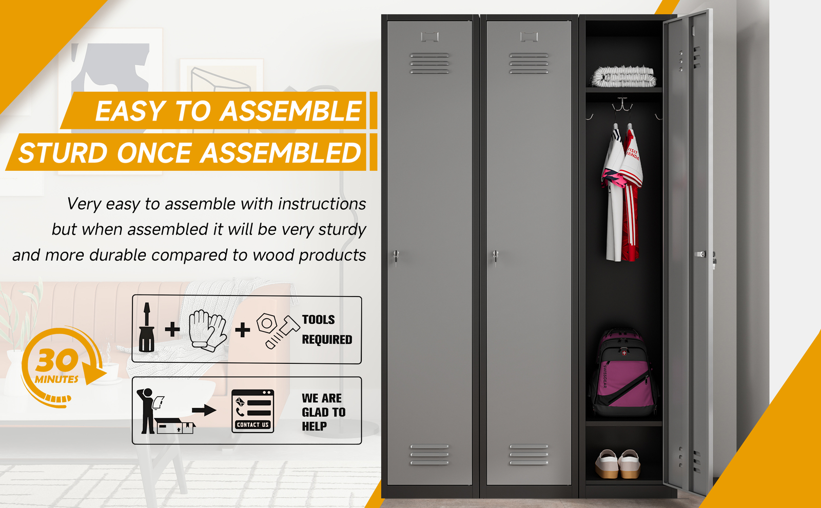 Storage Cabinet Metal Lockers Metal Storage Locker for Office School Gym Locker