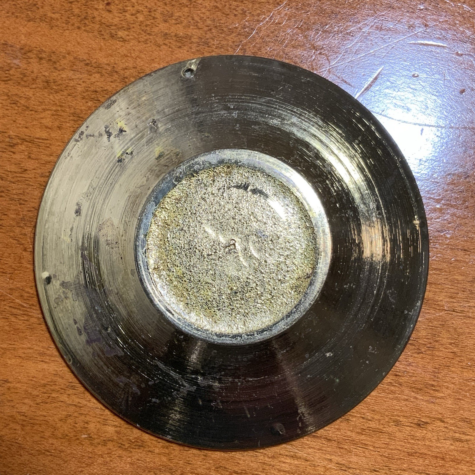 Vintage India Brass Mini Ewer Jeweled Saucer Broken Lid Middle Eastern Decor