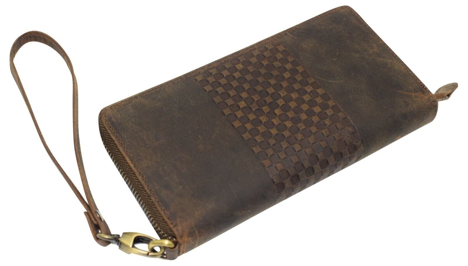 Vintage Leather Women's Wallet RFID Zip Around Card Holder Phone Wristlet Clutch