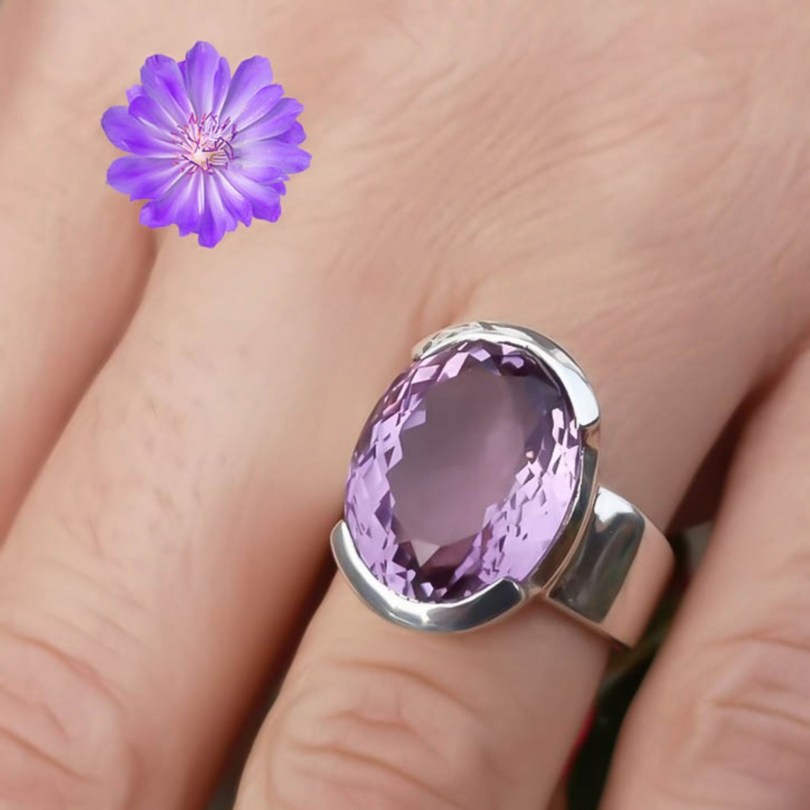 African Amethyst Gemstone 925 Sterling Silver Handmade Jewelry Ring All Size