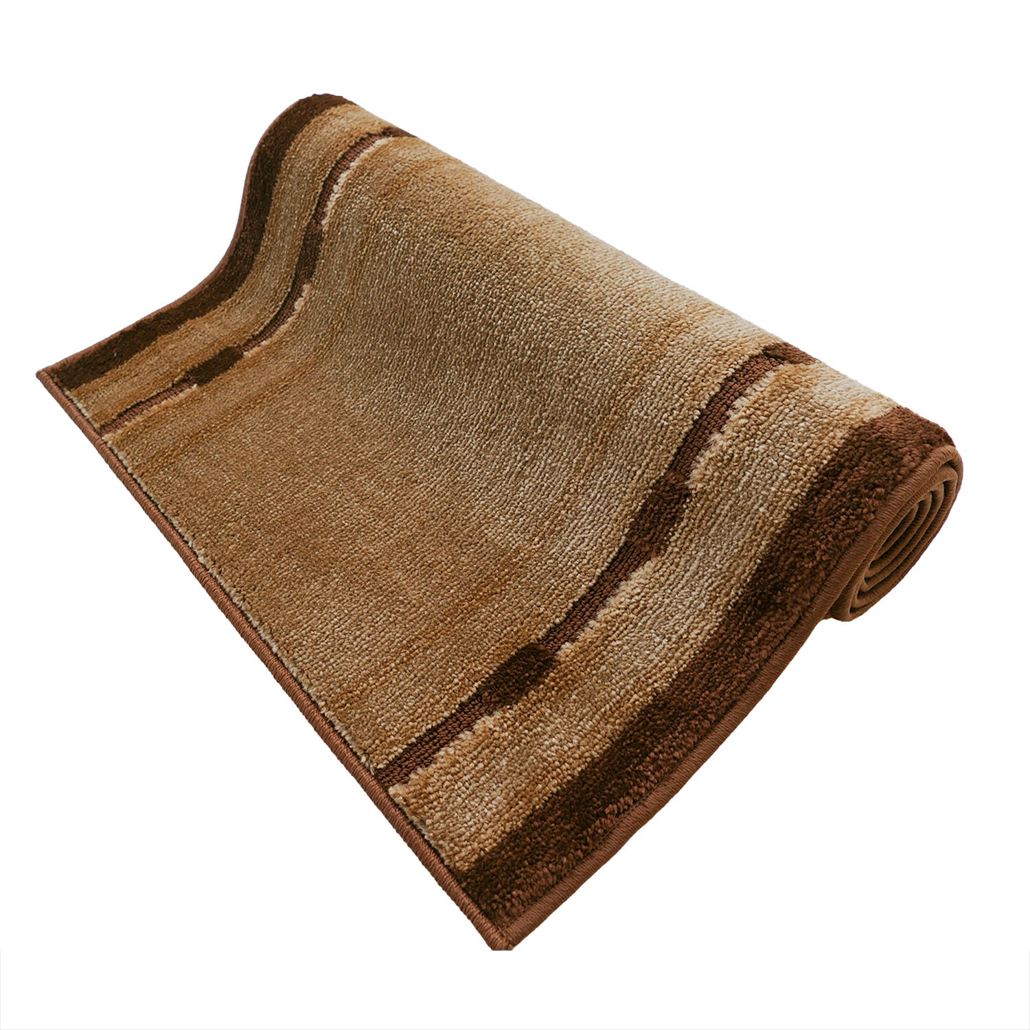 Custom Size Anti Slip Soft Pile Bordered Beige Design Runner Rug 26" Wide