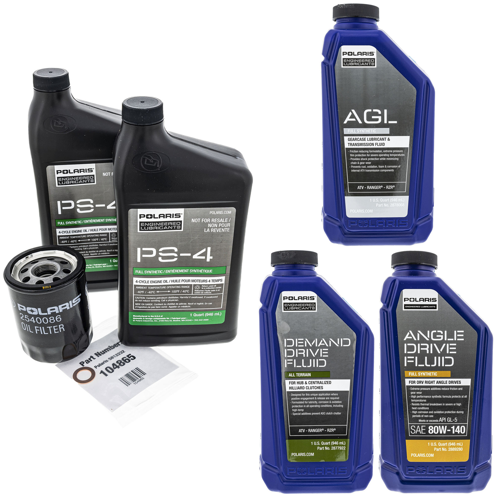 Polaris PS-4 Full Service Oil Change Kit Filter Sportsman 600 800 Ranger 700 XP