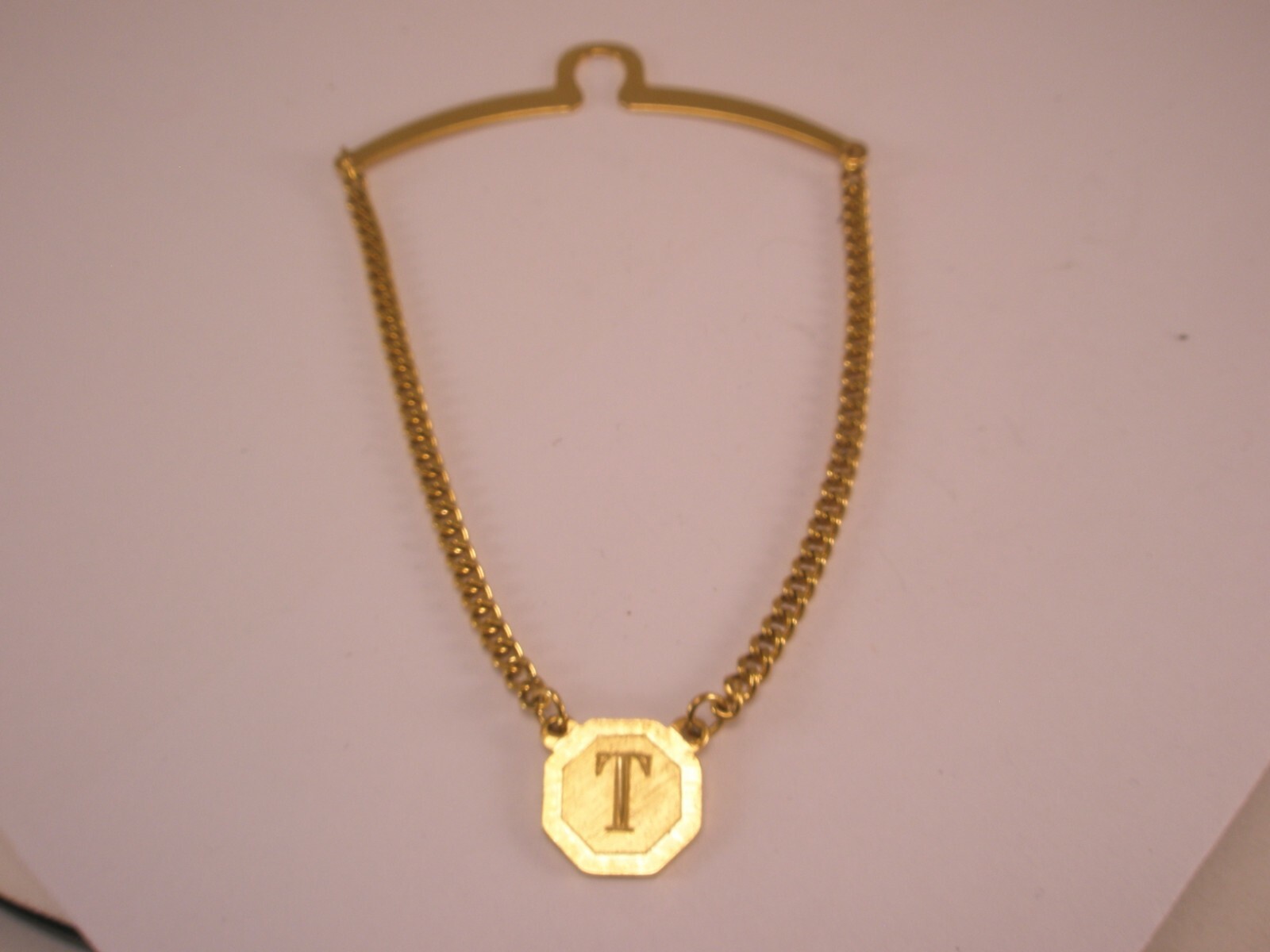 T Initial Monogram Letter Vintage Button Style Tie Bar Clip pb03 tom tim tony ti