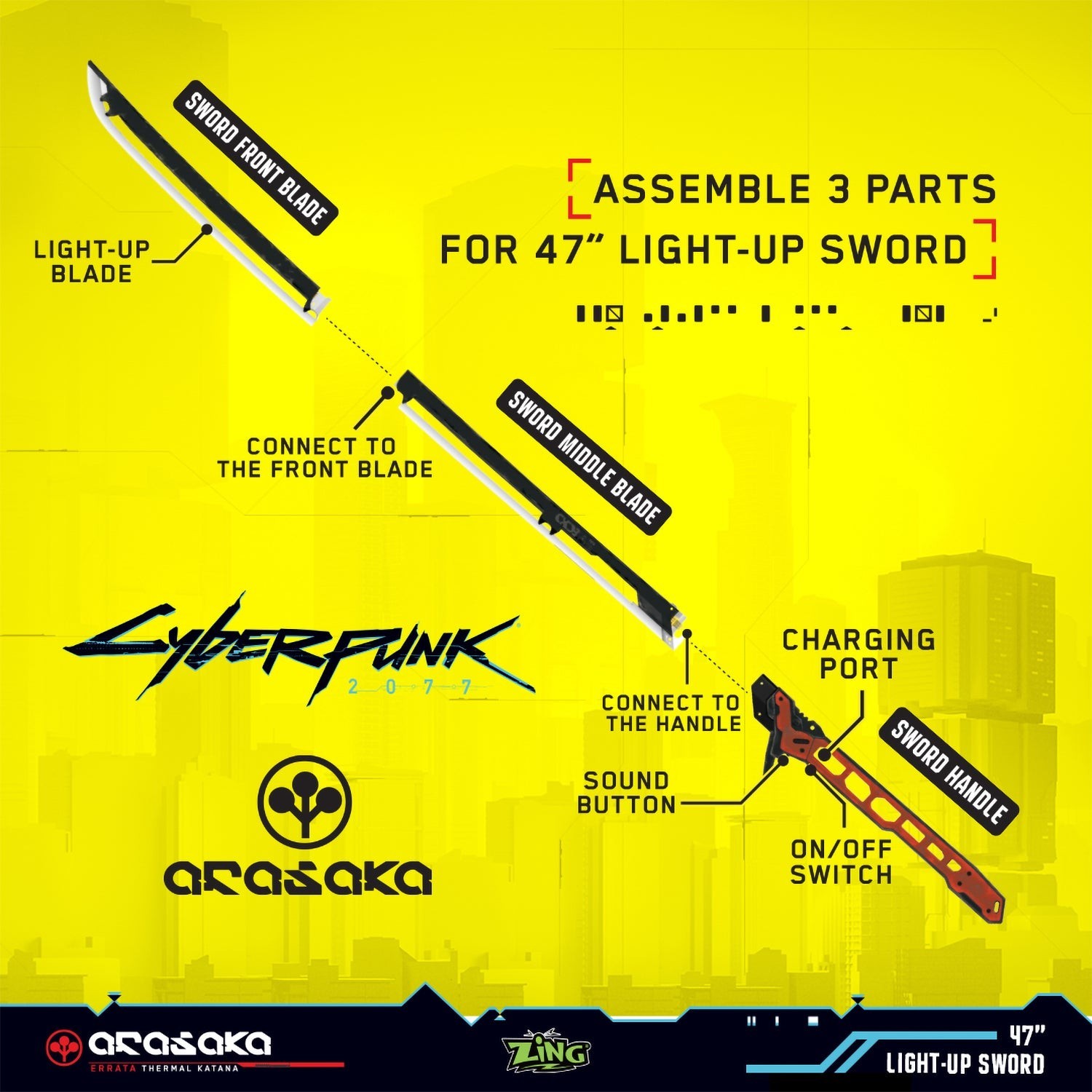 Cyberpunk 2077 Edgerunners Thermal Errata Katana LED Sword Official Replica NEW