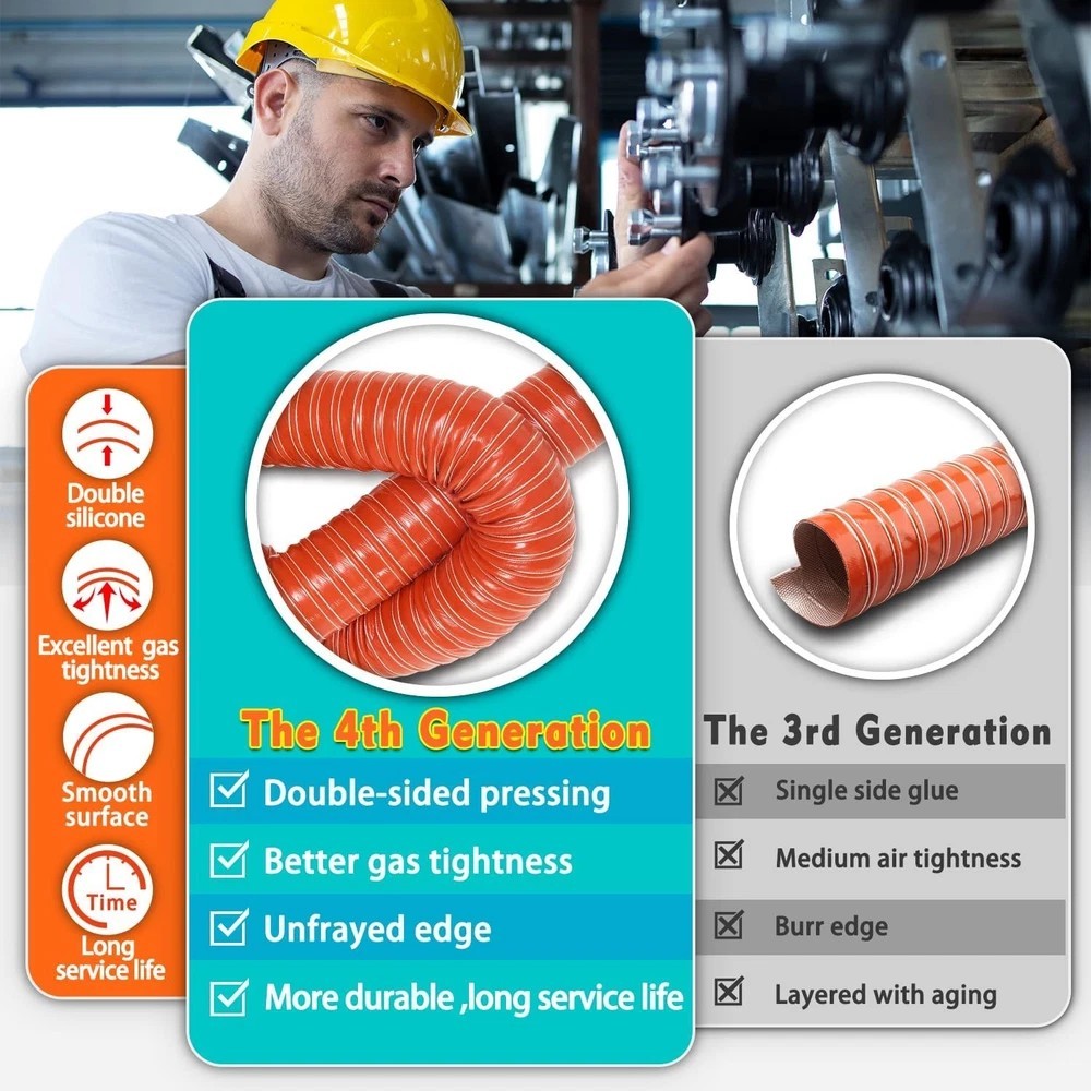 2 in Intake Hose Automotive Air Duct Hose Length 3 Meter (10 Feet) Double-Layer