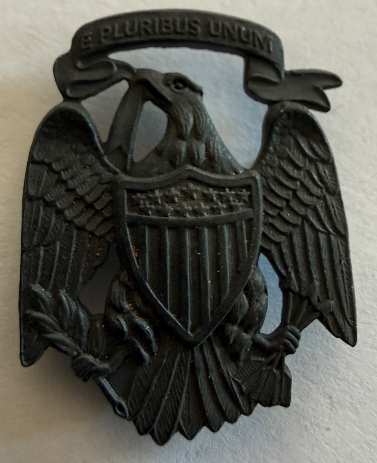 RARE 1902 US ARMY OFFICER EAGLE COLLAR INSIGNIA PAIR SEW ON SPANISH AMERICAN WAR