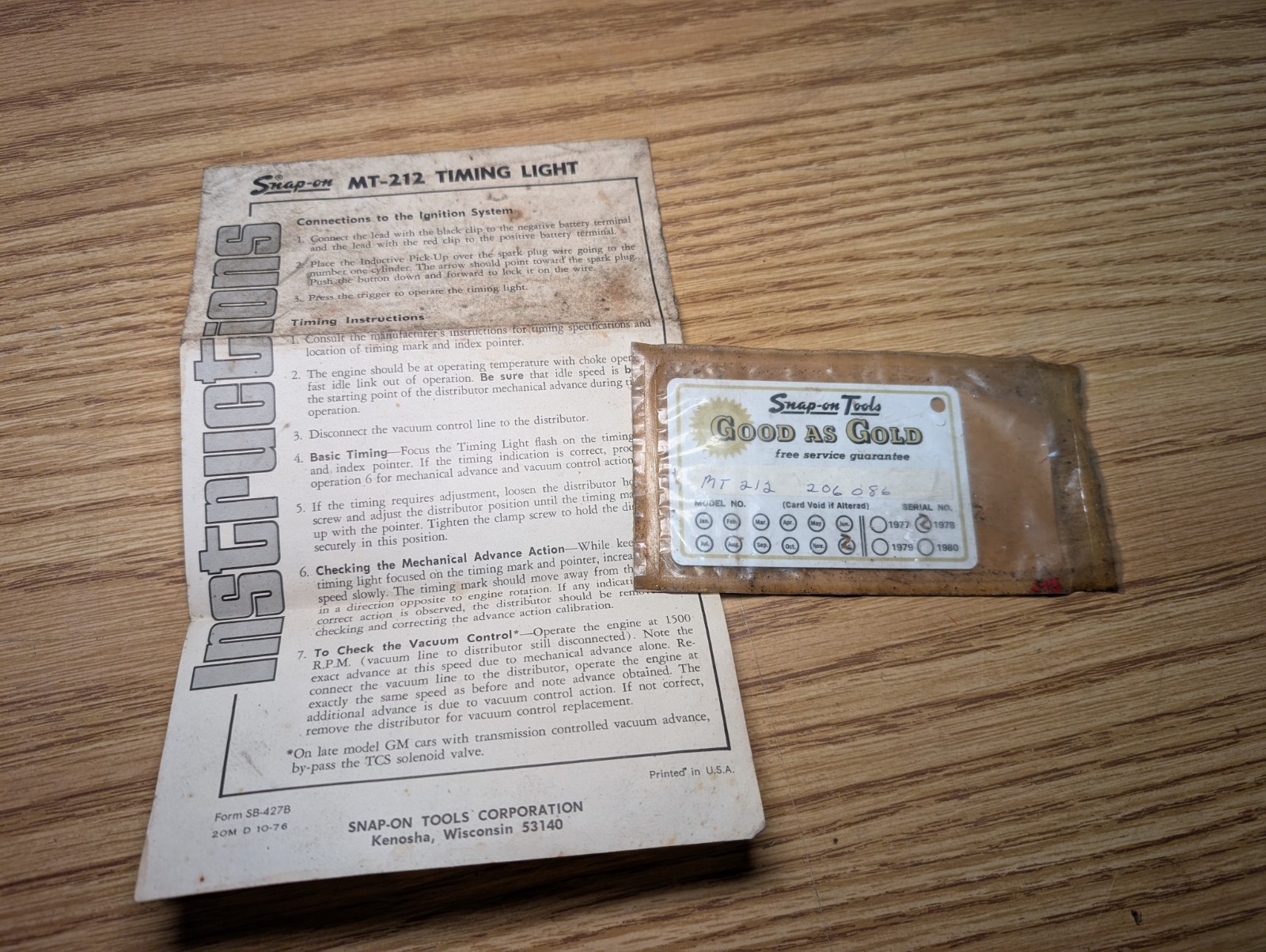 Vintage Snap On MT212 Timing Light - FOR PARTS - USED