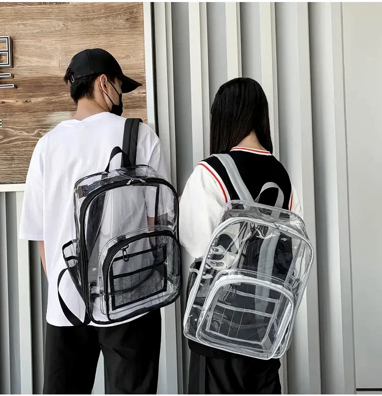 LARGE HEAVY DUTY CLEAR BACKPACK .5MM Transparent PVC School Stadium Waterproof