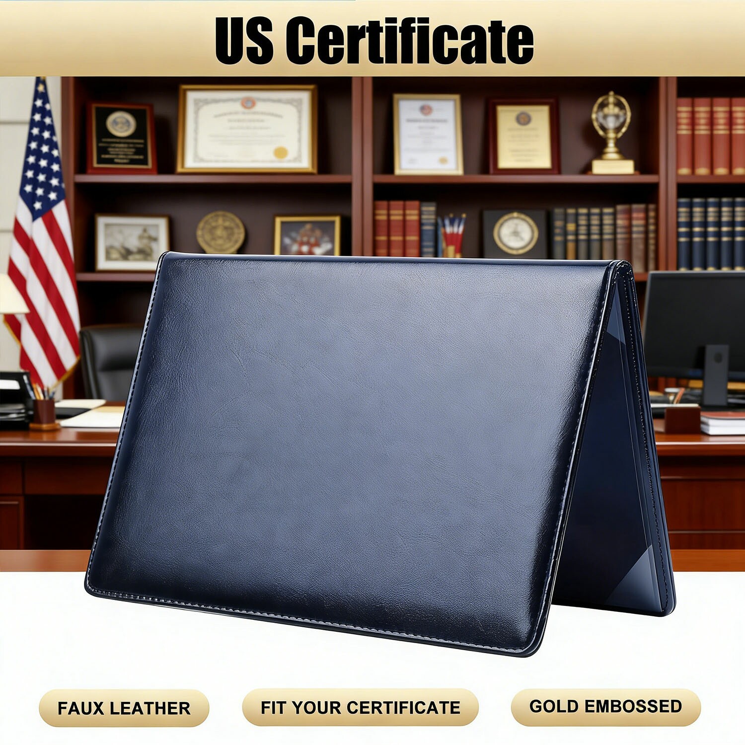 US Naturalization Certificate Holder PU Cover for Citizenship Document