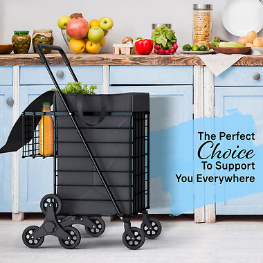Stair Climbing Cart Foldable Shopping Cart w/ Waterproof Bag