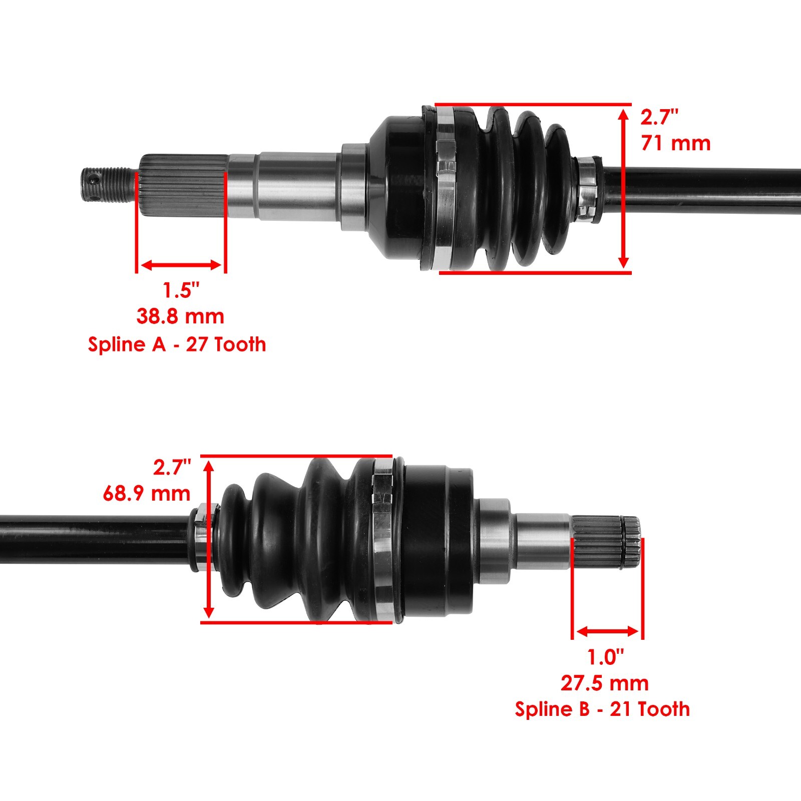 Front Left And Right CV Joint Axle for Yamaha Big Bear 350 YFM350FW 4WD 1989-97