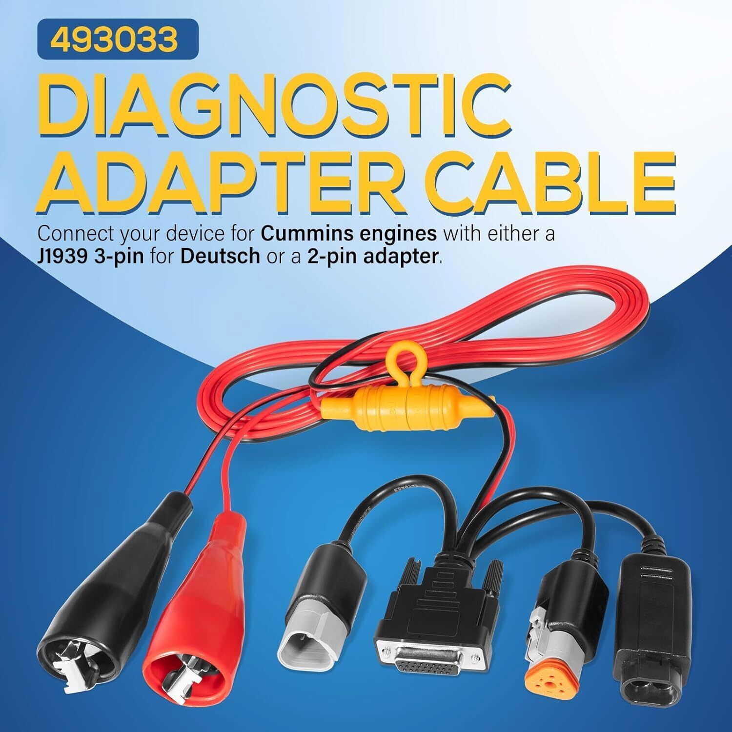 MPS-493033 Diagnostic Adapter Cable for Cummins 3-Pin Deutsch USB-Link 2 Link 3