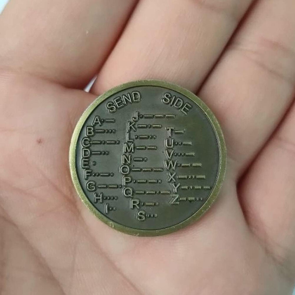 CW Morse Code Decoder Chart Medal Coin Morse Commemorative Coin Gift Prize NEW