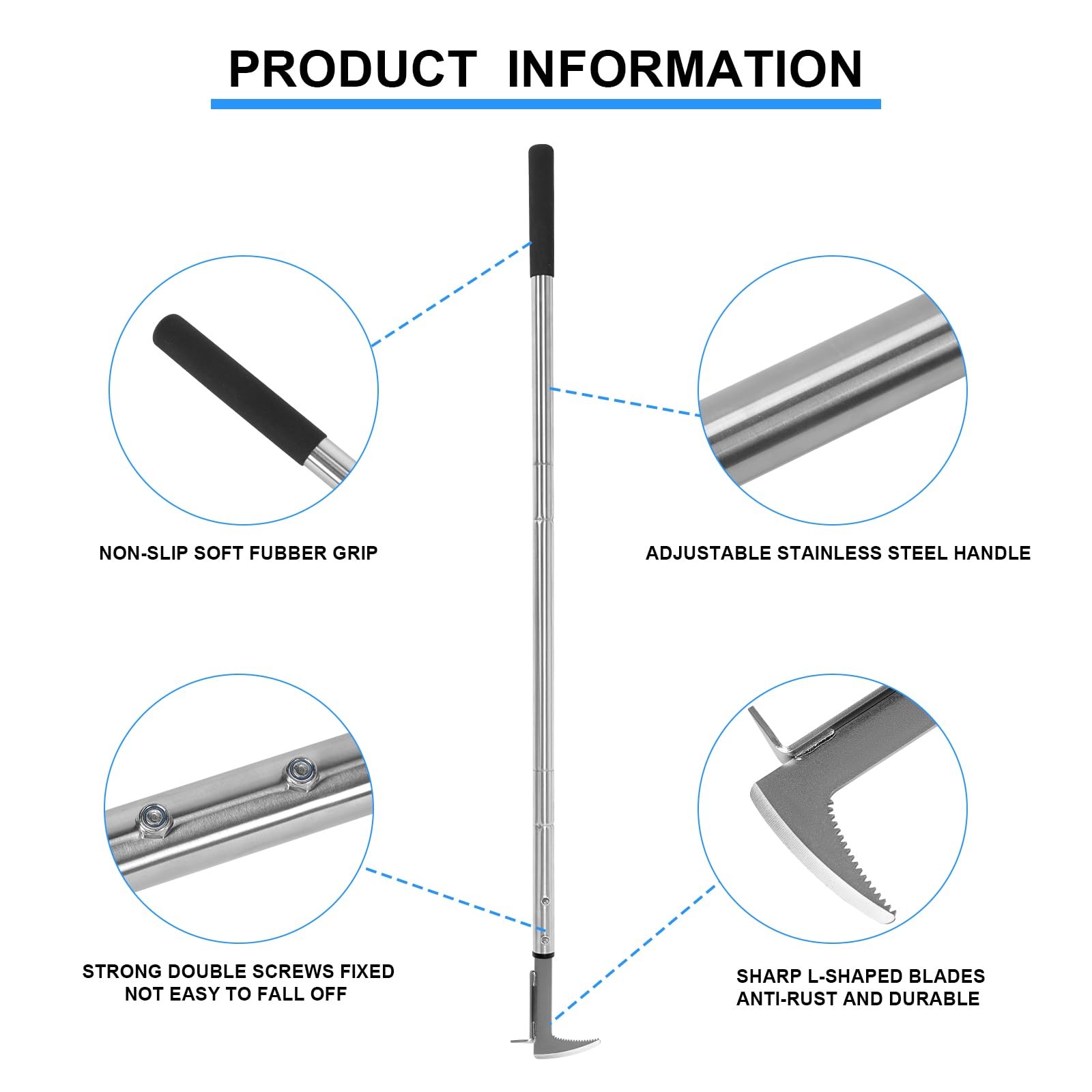 BARAYSTUS Crack Weeder, Stainless Adjustable Length (25.6"/41"/55"), silver