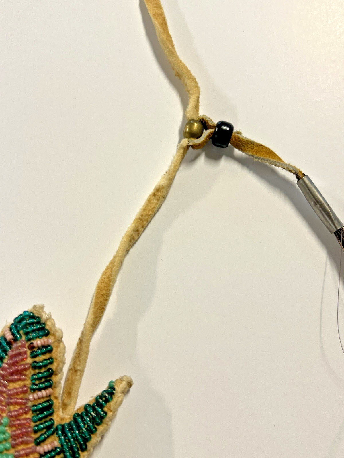 Native American Indian Rawhide Lizard Fetish & Horse Hair Tassels; Hand Sewn