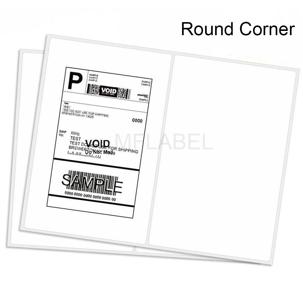US 200 Shipping Labels 8.5 x 5.5 Rounded Corner Self Adhesive 2 Per Sheet Blank