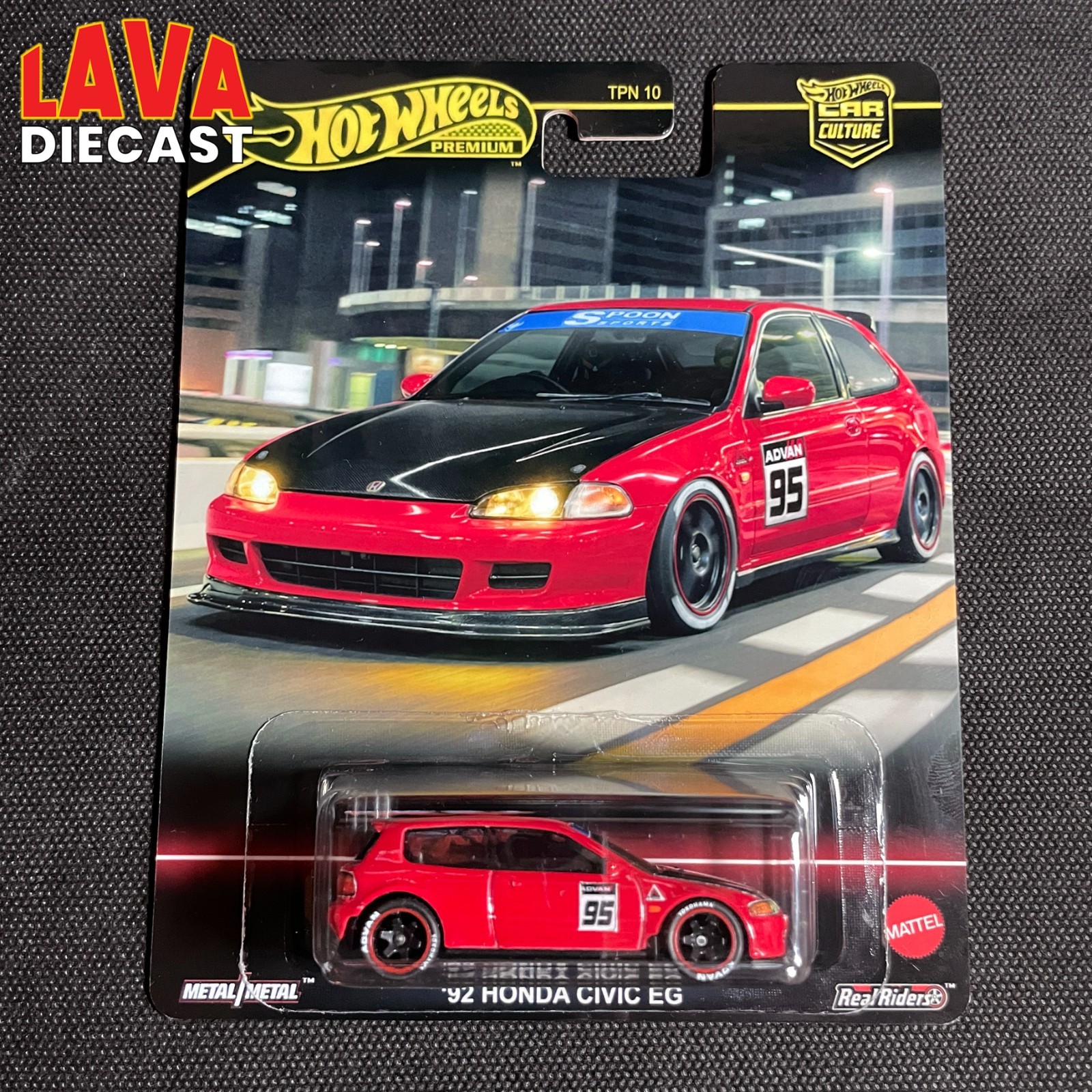 HOT WHEELS SWAPPED SPOON 92 HONDA CIVIC EG W JDM 1:64 TYPE R CUSTOM DIECAST CARD