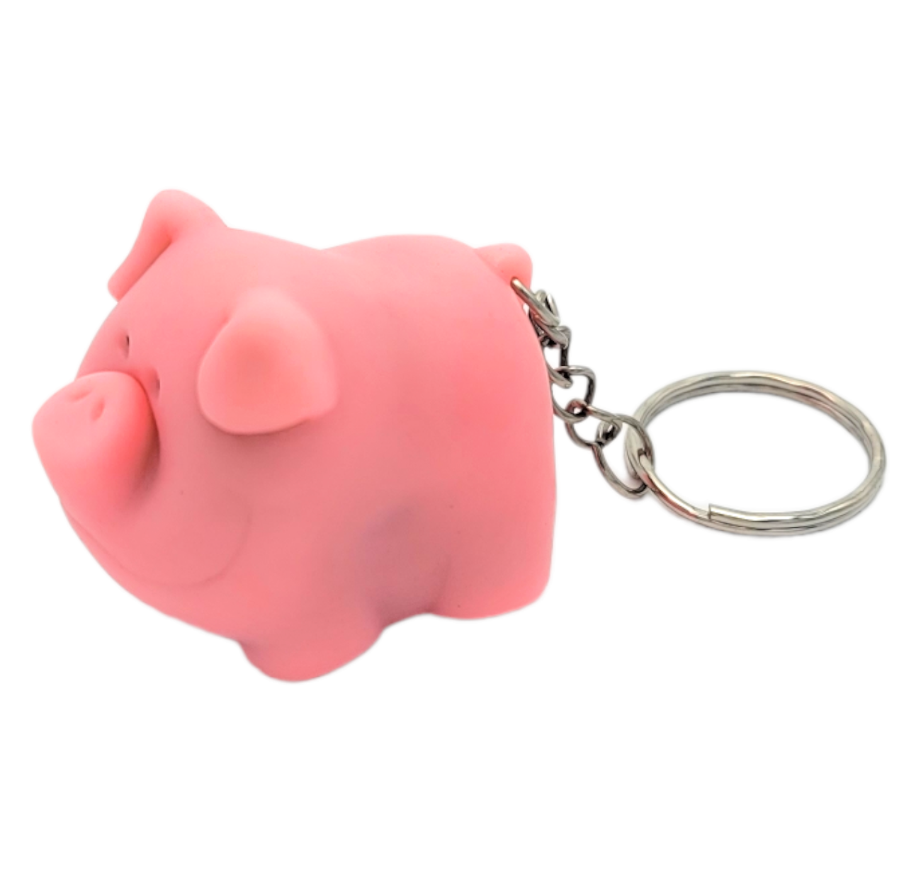 2 Pack - Naughty Squeeze Pooping Pink Pig Keychains (2") Animals Poop TURD