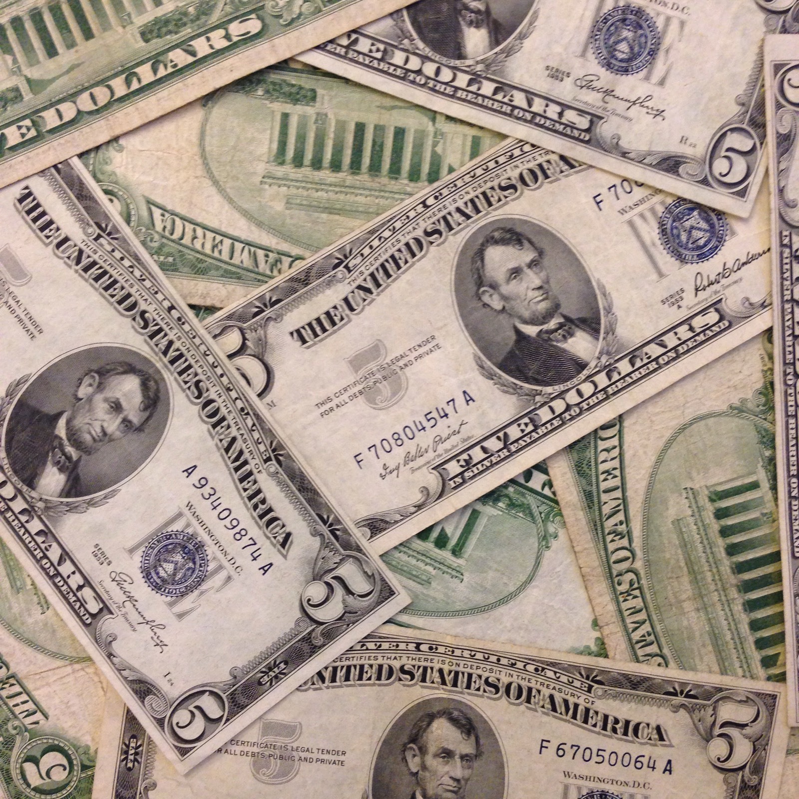 ✯$5 Silver Certificate Note✯ Blue Seal ✯Old Money Rare Bill Lot 1953✯FREE SHIP✯