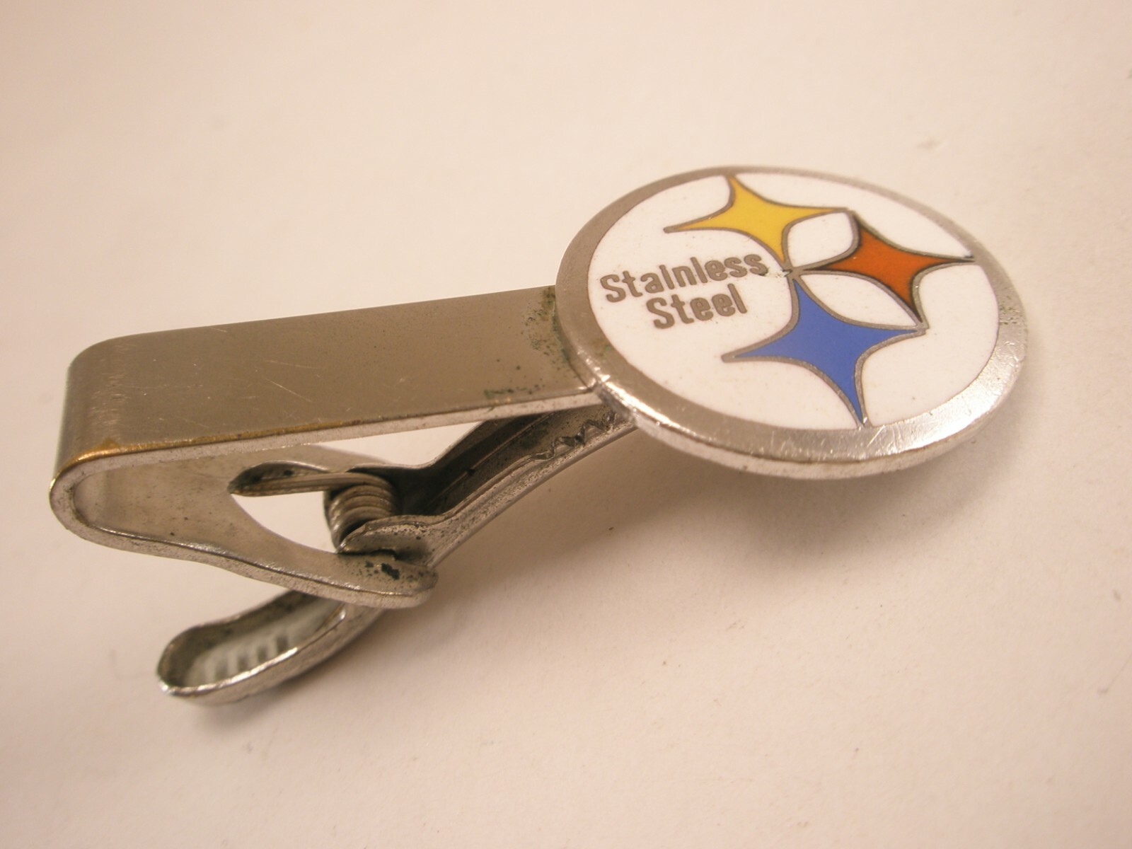 Steelers Pittsburgh Stainless Steel Logo Vintage Tie Bar Clip