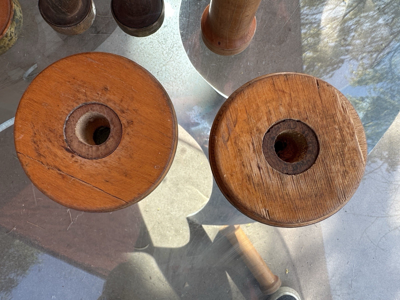 'Lot of 10 Vintage Yarn/Thread Spools-Asst Sizes- 2 have been cut down