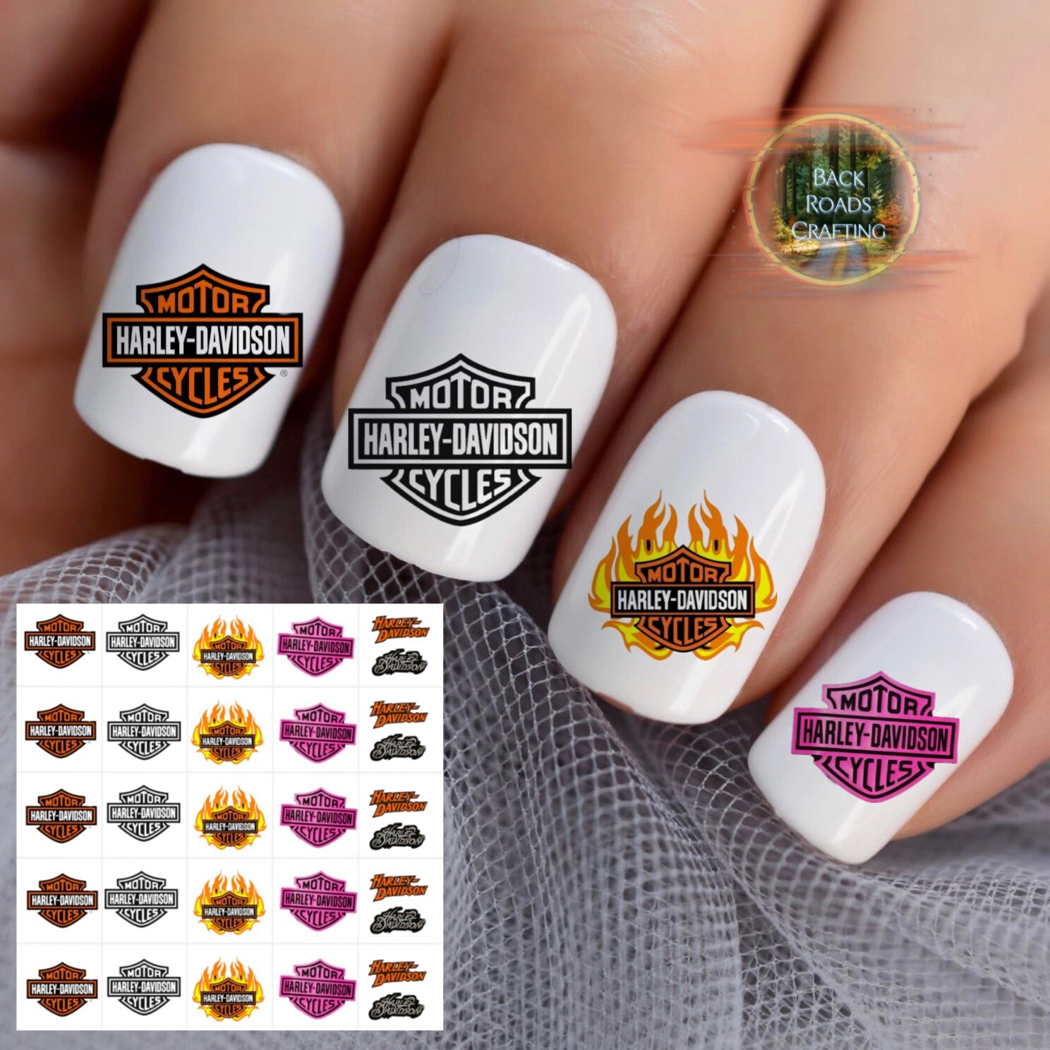 Motorcycles Waterslide Nail Decals Set Of 50 Instructions & Bonus Harley