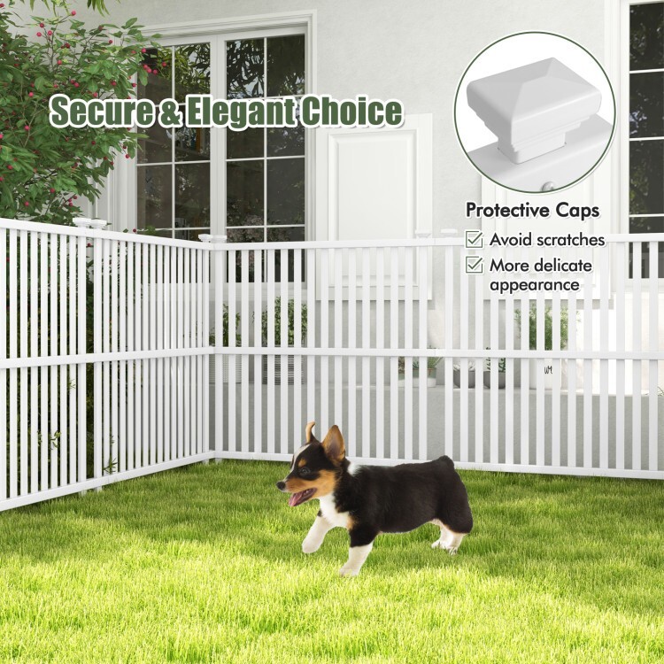 2 Panel Outdoor PVC Air Conditioner Fence w/ 20" Strong Metal Ground Stake White