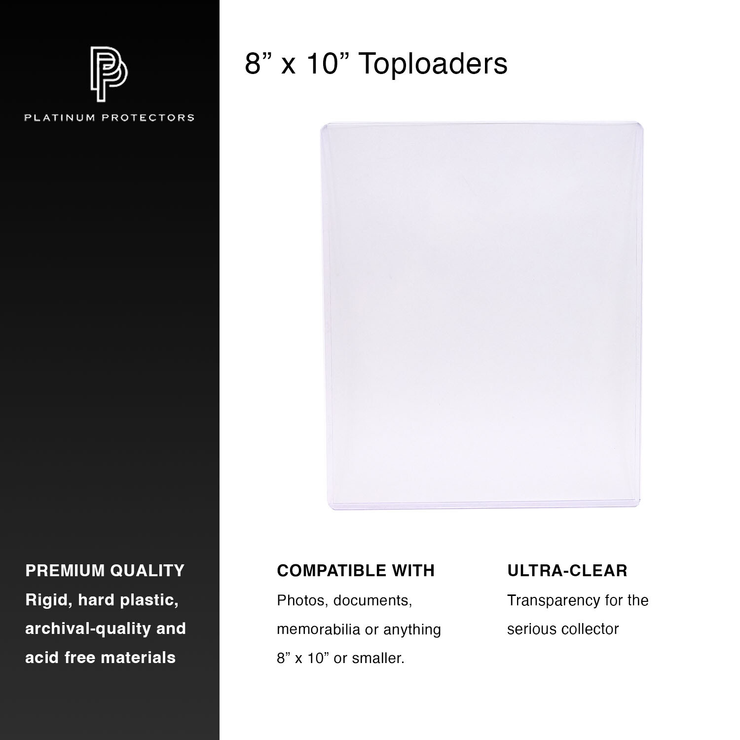 Platinum Protectors 8x10 Toploaders Premium Photo Plastic Rigid Holders Sleeves